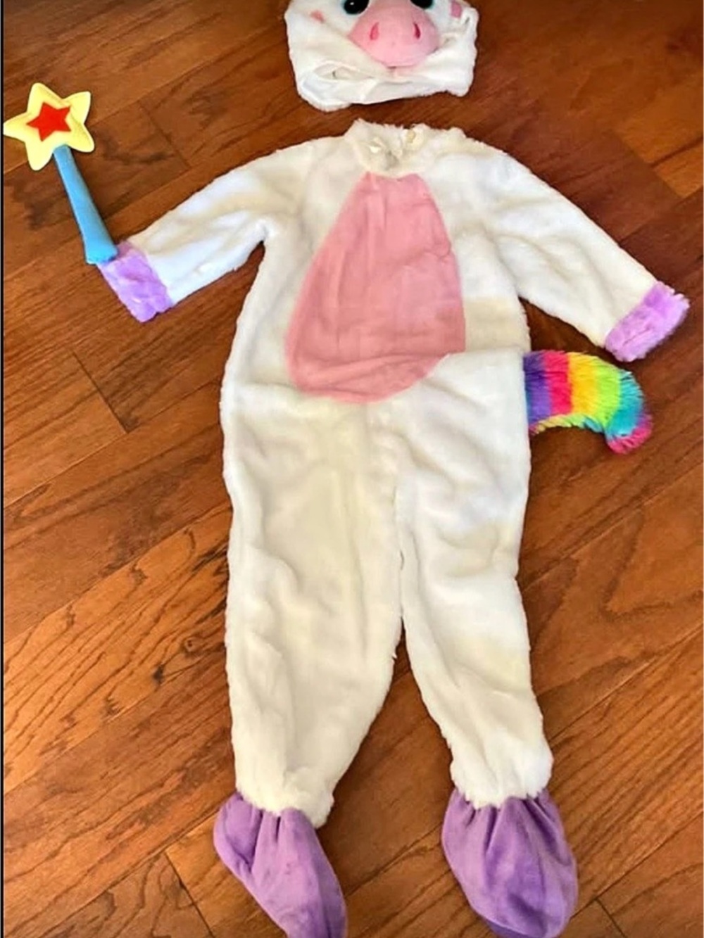 Spooktacular Creations Rainbow Unicorn Costume with Hood and Wand